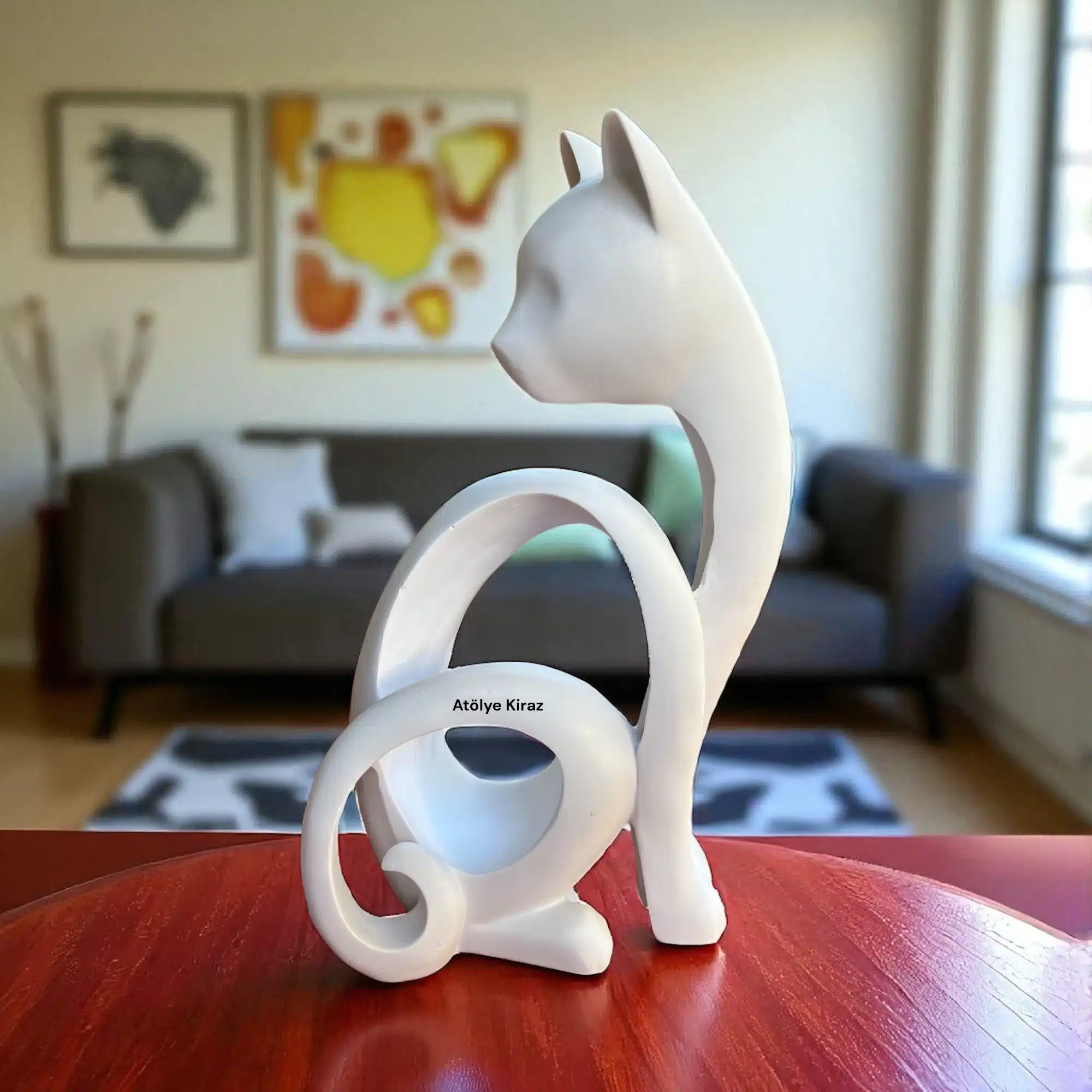 Soyut Kedi Heykeli | Dekoratif Biblo | 9x15x25 cm 1 Soyut Kedi Heykeli | Dekoratif Biblo