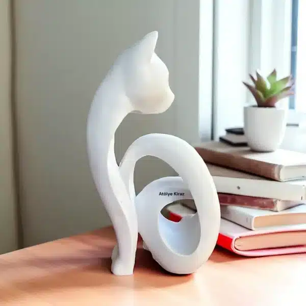 Soyut Kedi Heykeli | Dekoratif Biblo