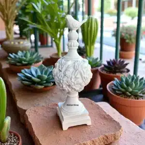 Kaideli Kuşlu Biblo : Ev Dekoru ve Dekoratif Heykel (12x12x31 cm) 8 Kaideli Kuşlu Biblo