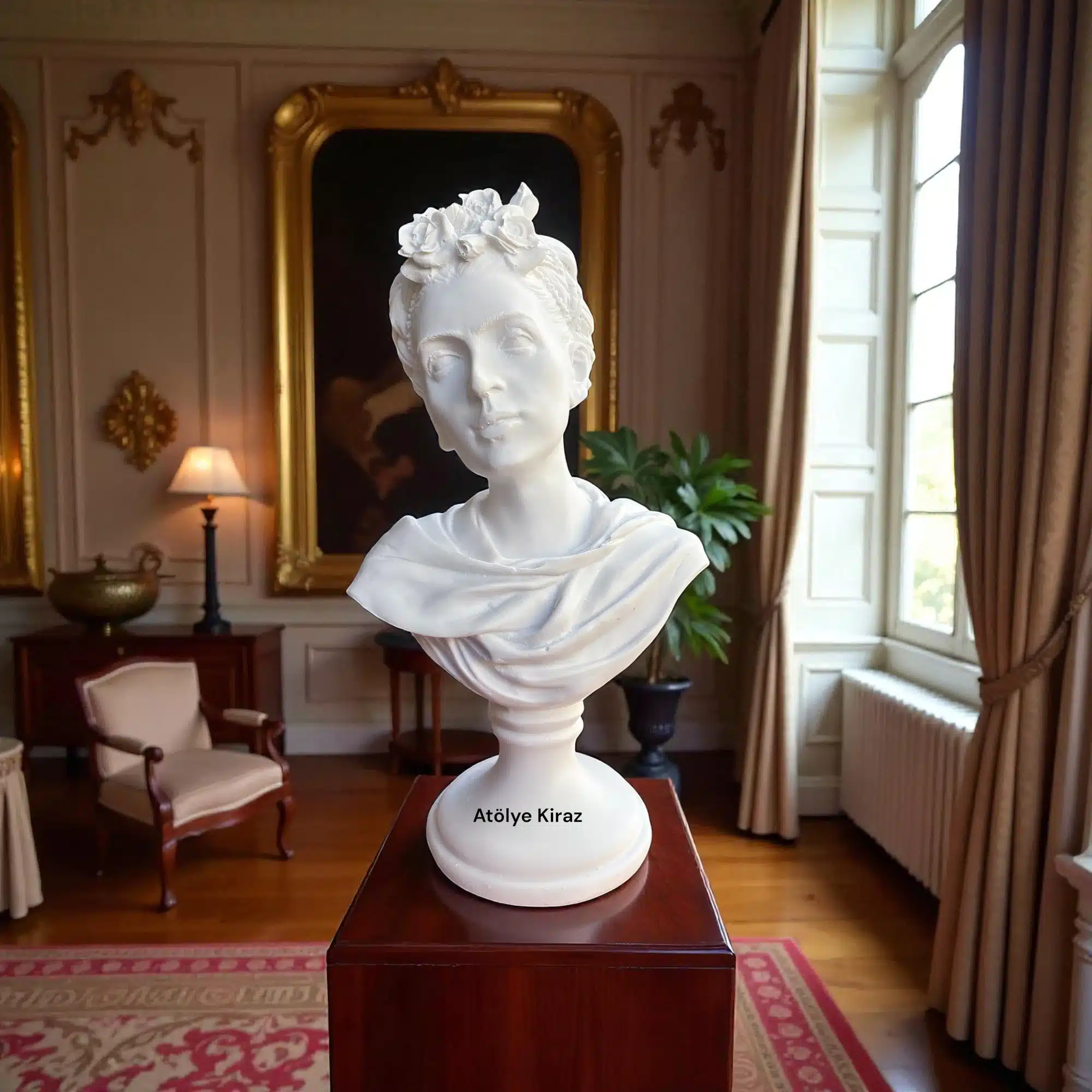 Ham Polyester Frida Kahlo Büstü : Boyanabilir Heykel Objesi