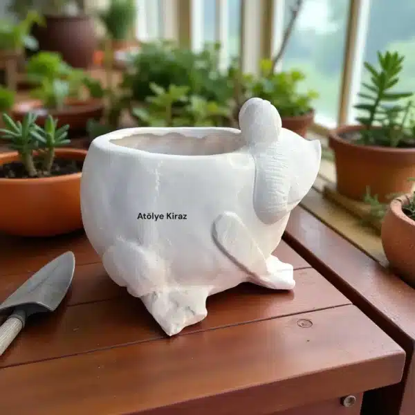 Kurbağa Figürlü Saksı | Dekoratif Bahçe Dekorlu