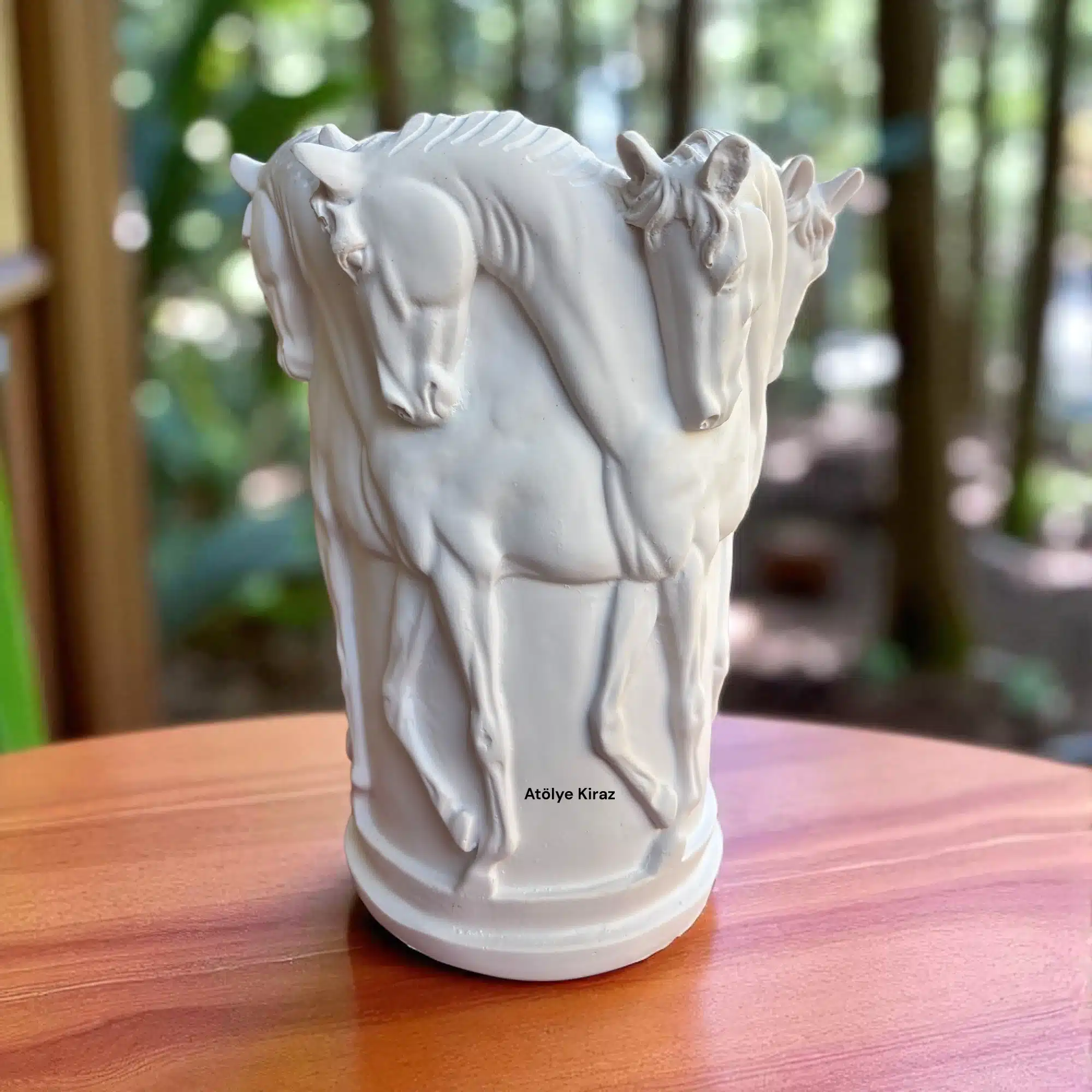 At Figürlü Vazo | Dekoratif Vazo | Hayvan Figürlü Dekoratif Obje (20x20x28 cm) 2 At Figürlü Vazo | Dekoratif Vazo