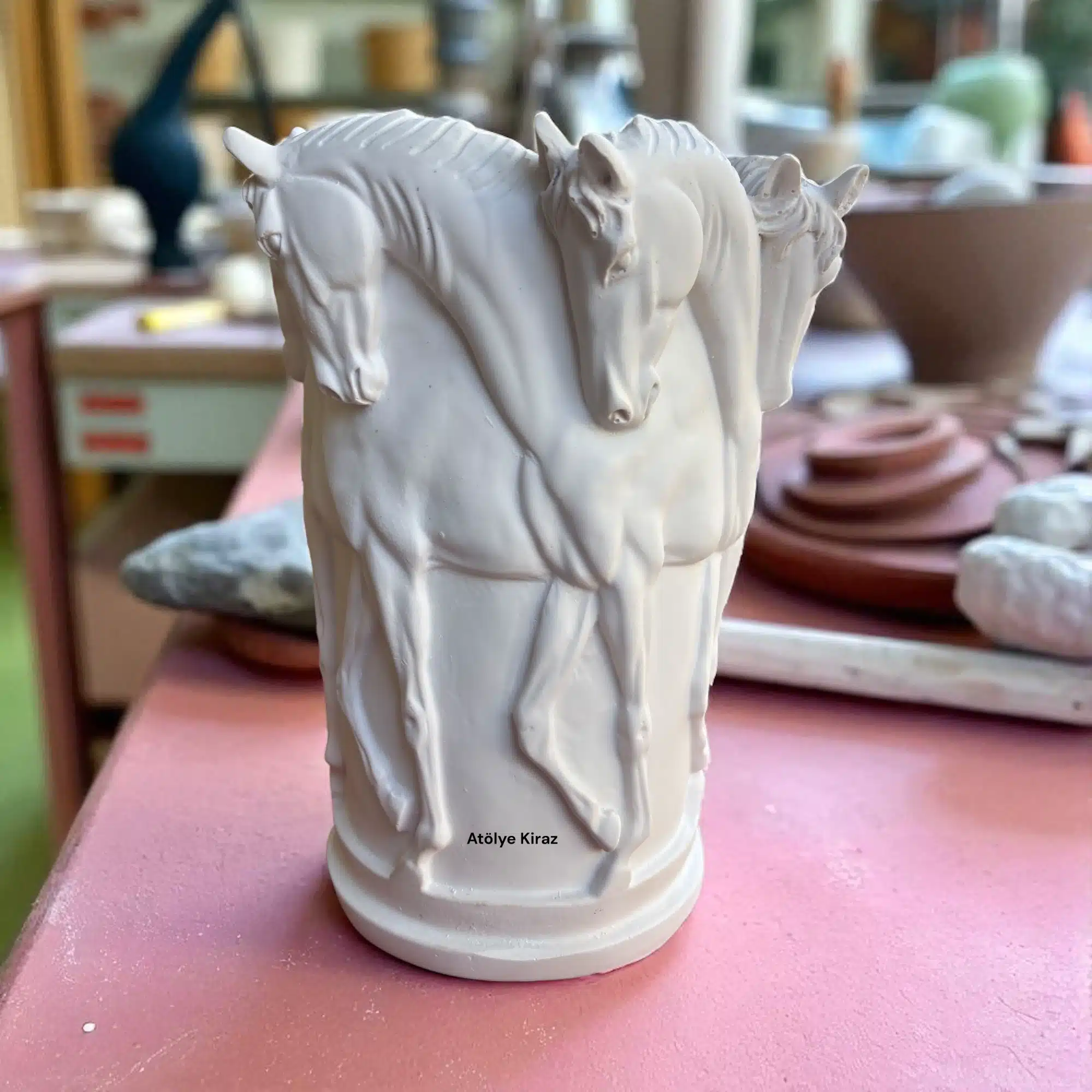 At Figürlü Vazo | Dekoratif Vazo | Hayvan Figürlü Dekoratif Obje (20x20x28 cm) 3 At Figürlü Vazo | Dekoratif Vazo