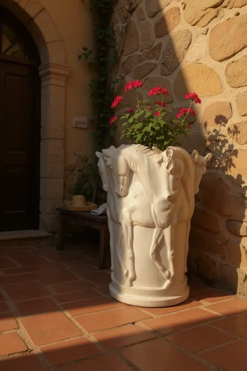 At Figürlü Vazo | Dekoratif Vazo | Hayvan Figürlü Dekoratif Obje (20x20x28 cm) 6 At Figürlü Vazo | Dekoratif Vazo