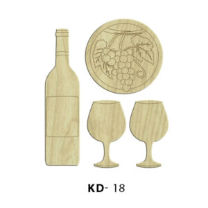 KD18 Ahşap Paket Süs- Şarap ve Kadehleri