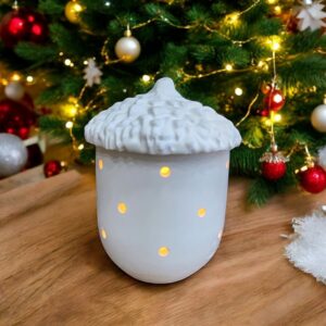 Işıklı Palamut Kutu (Pilli Tealight dahil) 12x8x8 cm