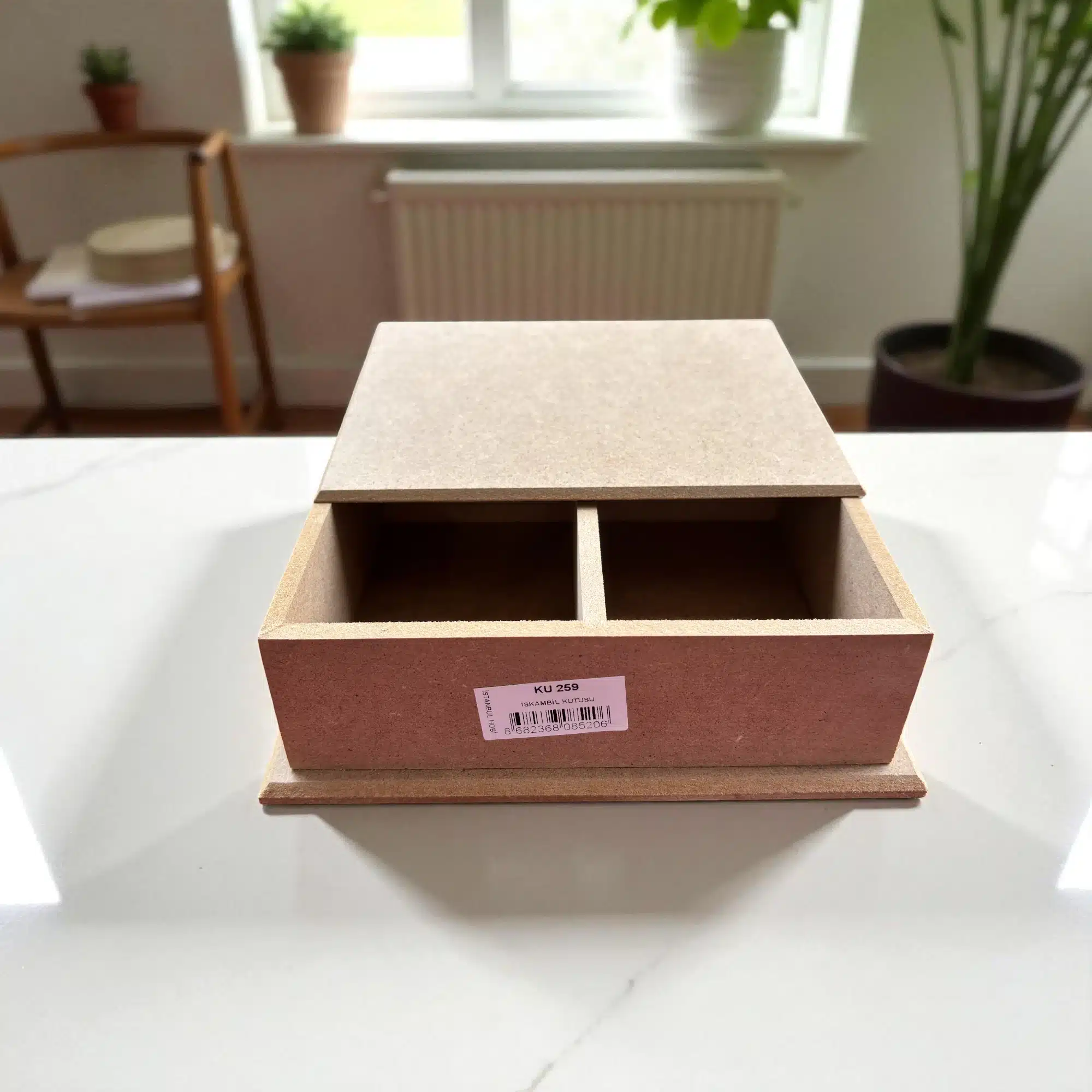 Ham Ahşap İskambil Oyun Kutusu : Boyanabilir Çift Bölmeli Ahşap Kutu