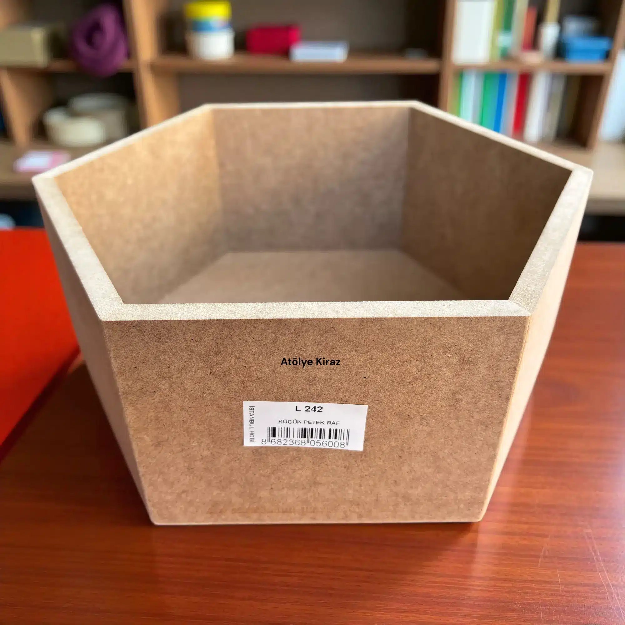 Ham Ahşap Petek Raf: Boyanabilir Altıgen Duvar Dekoru ve Organizer 8 Ham Ahşap Petek Raf-Küçük Boy