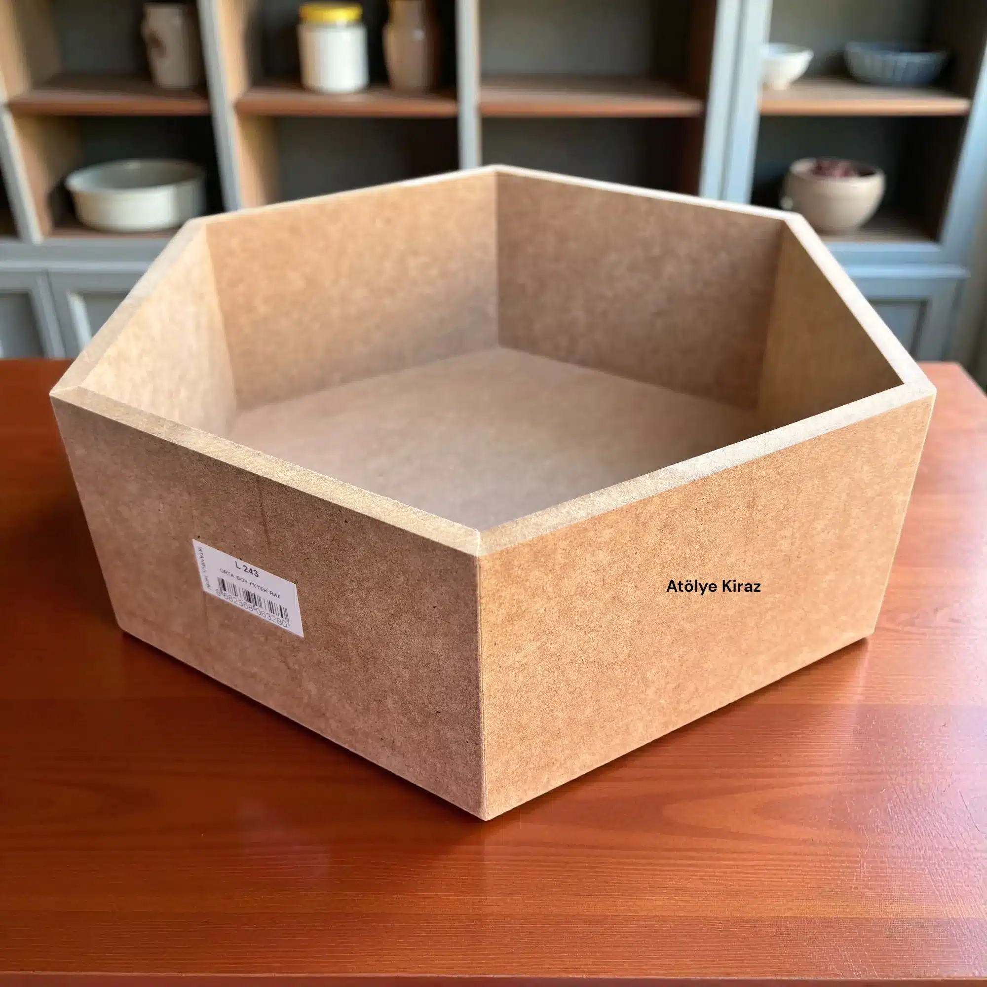 Ham Ahşap Petek Raf: Boyanabilir Altıgen Duvar Dekoru ve Organizer 6 Ham Ahşap Petek Raf-Orta Boy