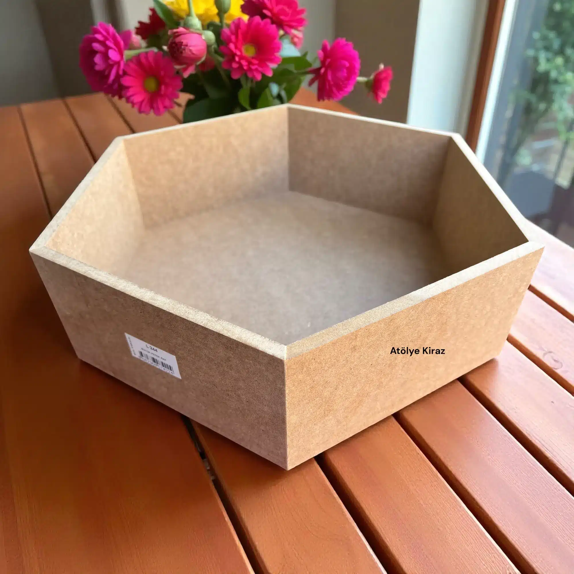 Ham Ahşap Petek Raf: Boyanabilir Altıgen Duvar Dekoru ve Organizer 3 Ham Ahşap Petek Kutu Rafı - Büyük Boy