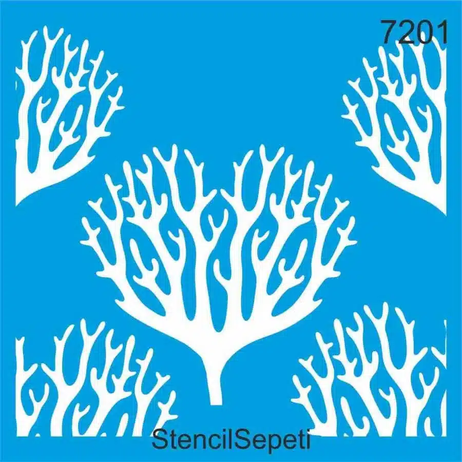 Mercanlar Deseni - 7201 | Stencil Boyama Şablonu - 20x20 cm | T1068 1 Mercanlar Deseni - 7201 | Stencil Boyama Şablonu - 20x20 cm | T1068