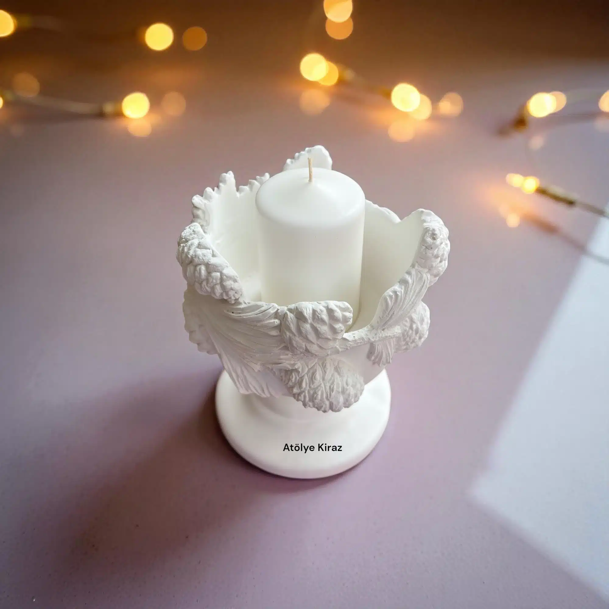 Kaideli Kozalak Mumluk : Dekoratif Ev Eşyası 4 Kaideli Kozalak Mumluk