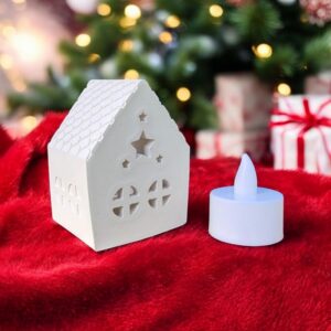 Işıklı Yıldız Ev (Pilli tealight dahil) 5x5,5x8 cm