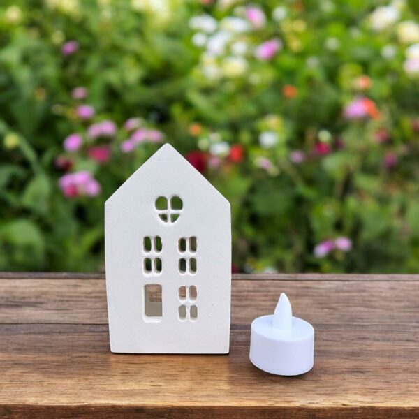 Işıklı Amsterdam Evi Küçük Pilli (tealight dahil) 6x7x12,5 cm