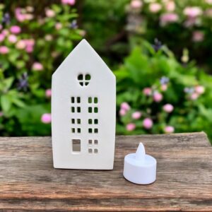 Işıklı Amsterdam Evi Orta (Pilli tealight dahil) 16x8x6 cm