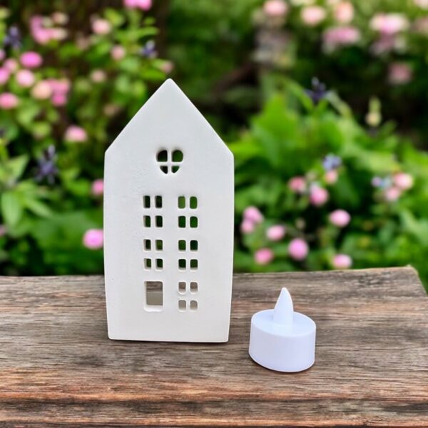 Işıklı Amsterdam Evi Orta (Pilli tealight dahil) 16x8x6 cm