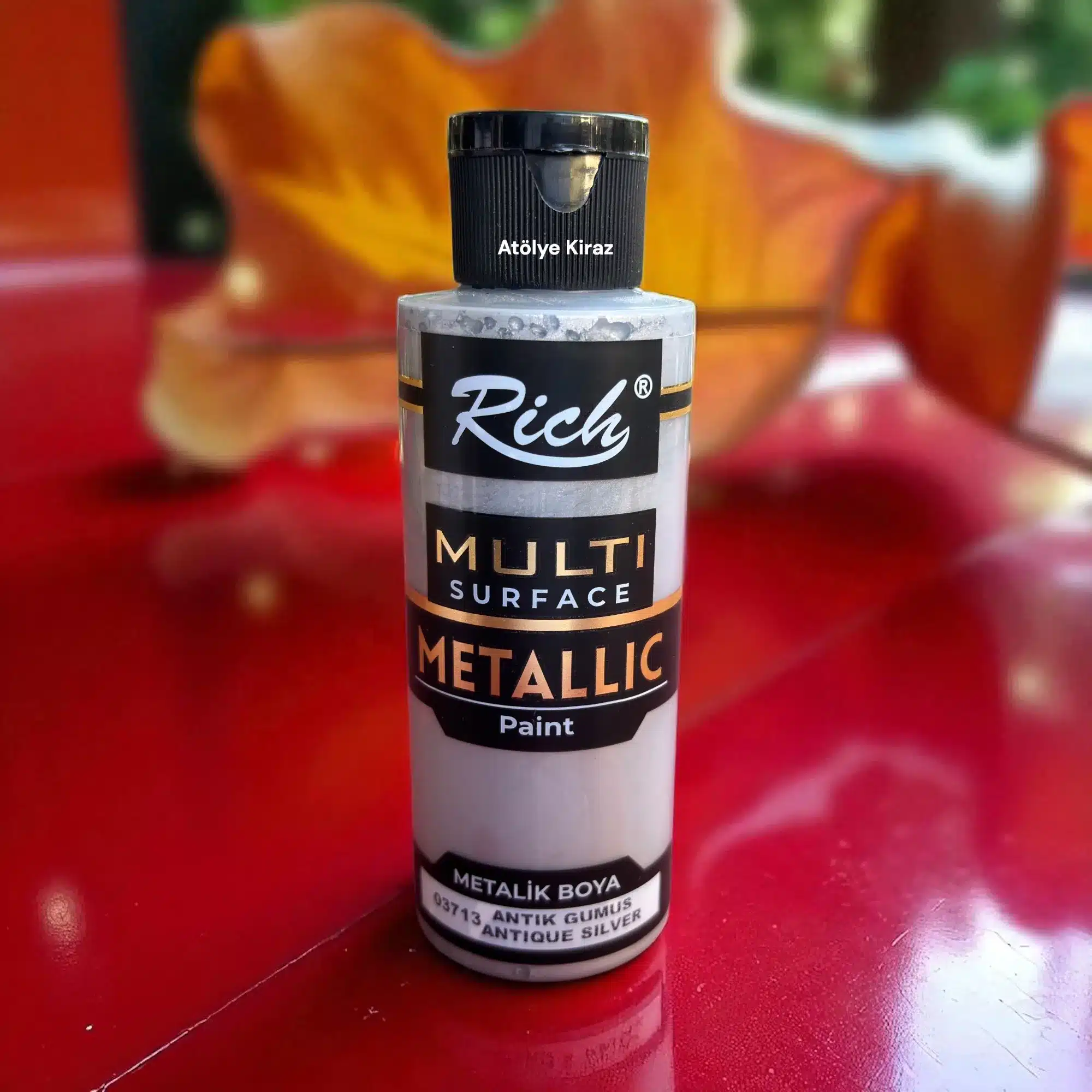 Rich Multi Surface Metalik Boya |Yüksek Kapatıcılıklı Su Bazlı Akrilik - 03713- Antik Gümüş | 120 ml