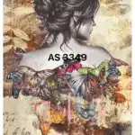 PD3349-AS | Pirinç Dekopaj Kağıdı-29x42 cm | Sırtında Rengarenk Kelebekler Olan Kadın Temalı