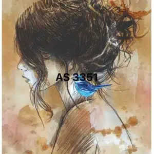 PD3351-AS | Pirinç Dekopaj Kağıdı (29x42 cm) | Omuzuna Kuş Konmuş Yan Kadın Profil Temalı