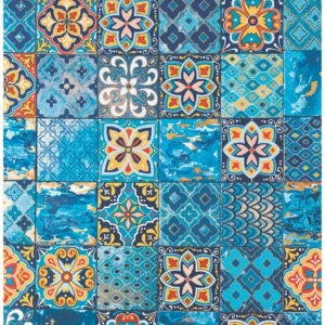 PD3535-AS | Pirinç Dekopaj Kağıdı (29x42 cm) | Mavi Ağırlıklı Kare Kare Farklı Farklı Motif Temalı