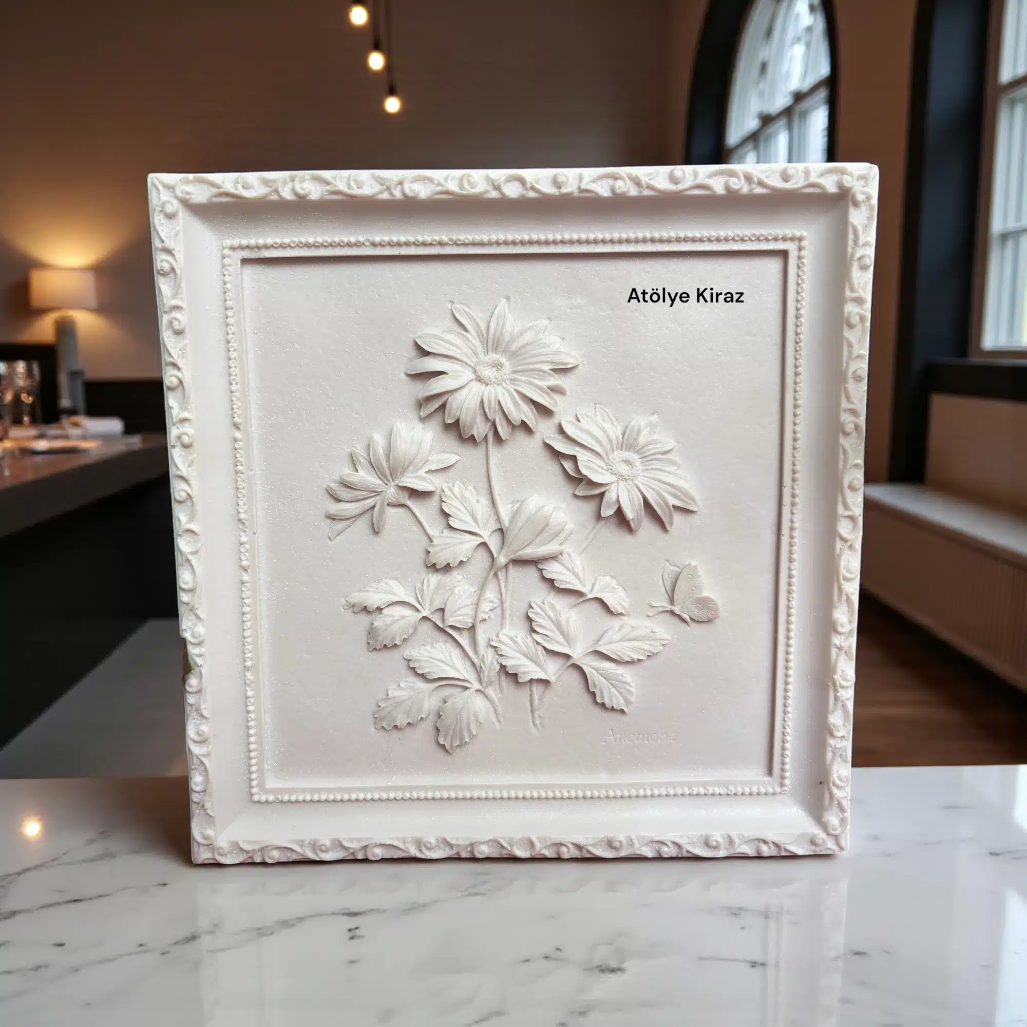 oyanabilir Anemon Çiçeği Panosu : Çerçeveli Ham Polyester Duvar Dekoru