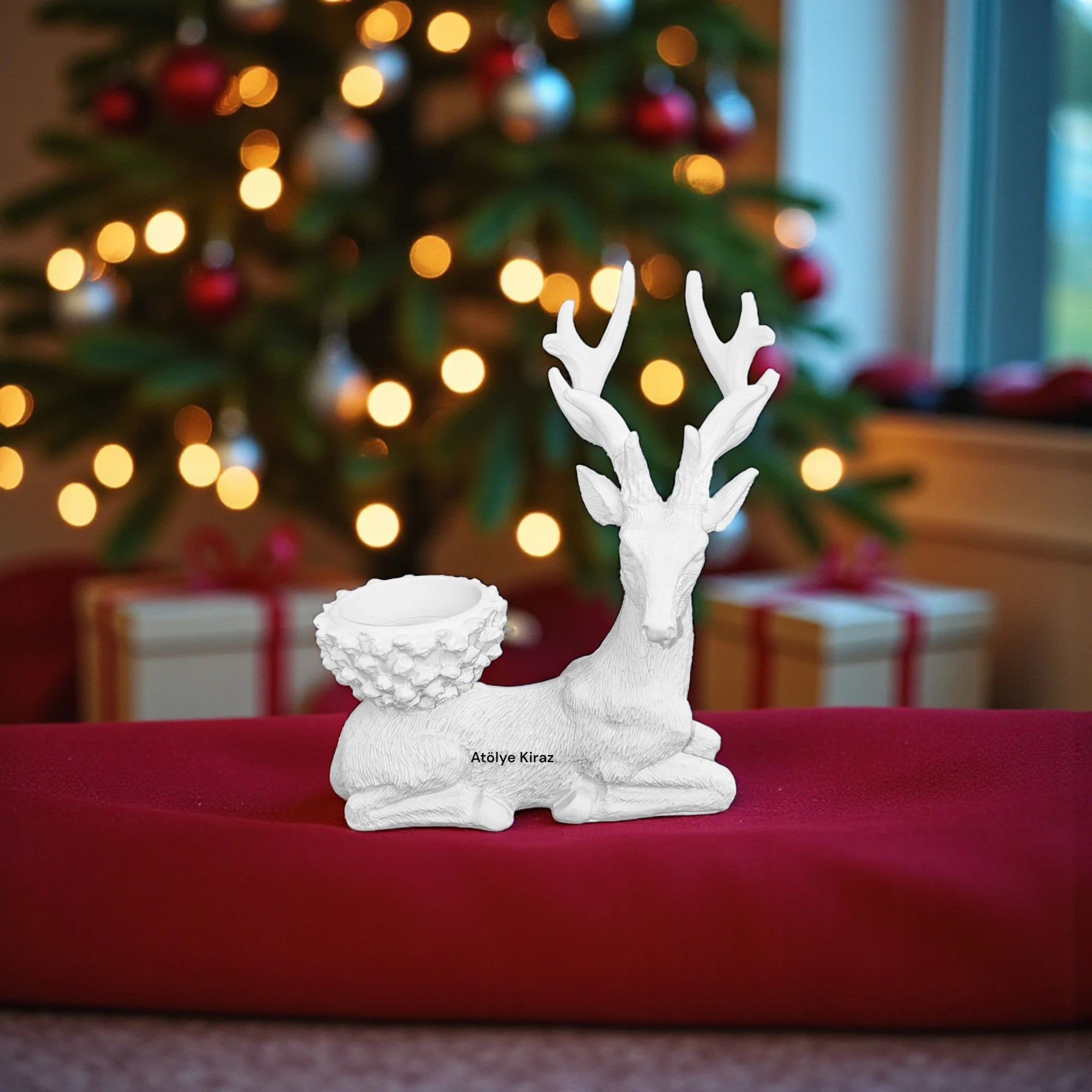 Polyester Geyik Mumluk Seti : İkili Boyanabilir Yılbaşı Figür Dekor 2 Polyester Geyik Mumluk Seti : İkili Boyanabilir Yılbaşı Figür Dekor