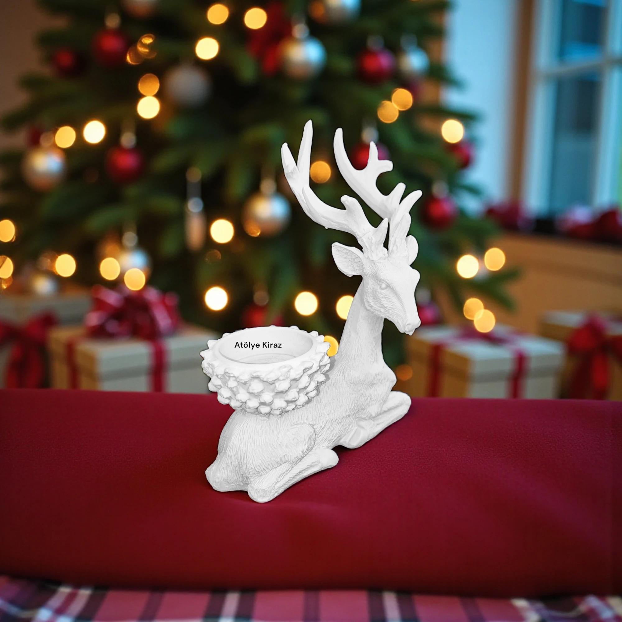 Polyester Geyik Mumluk Seti : İkili Boyanabilir Yılbaşı Figür Dekor 7 Polyester Geyik Mumluk Seti : İkili Boyanabilir Yılbaşı Figür Dekor