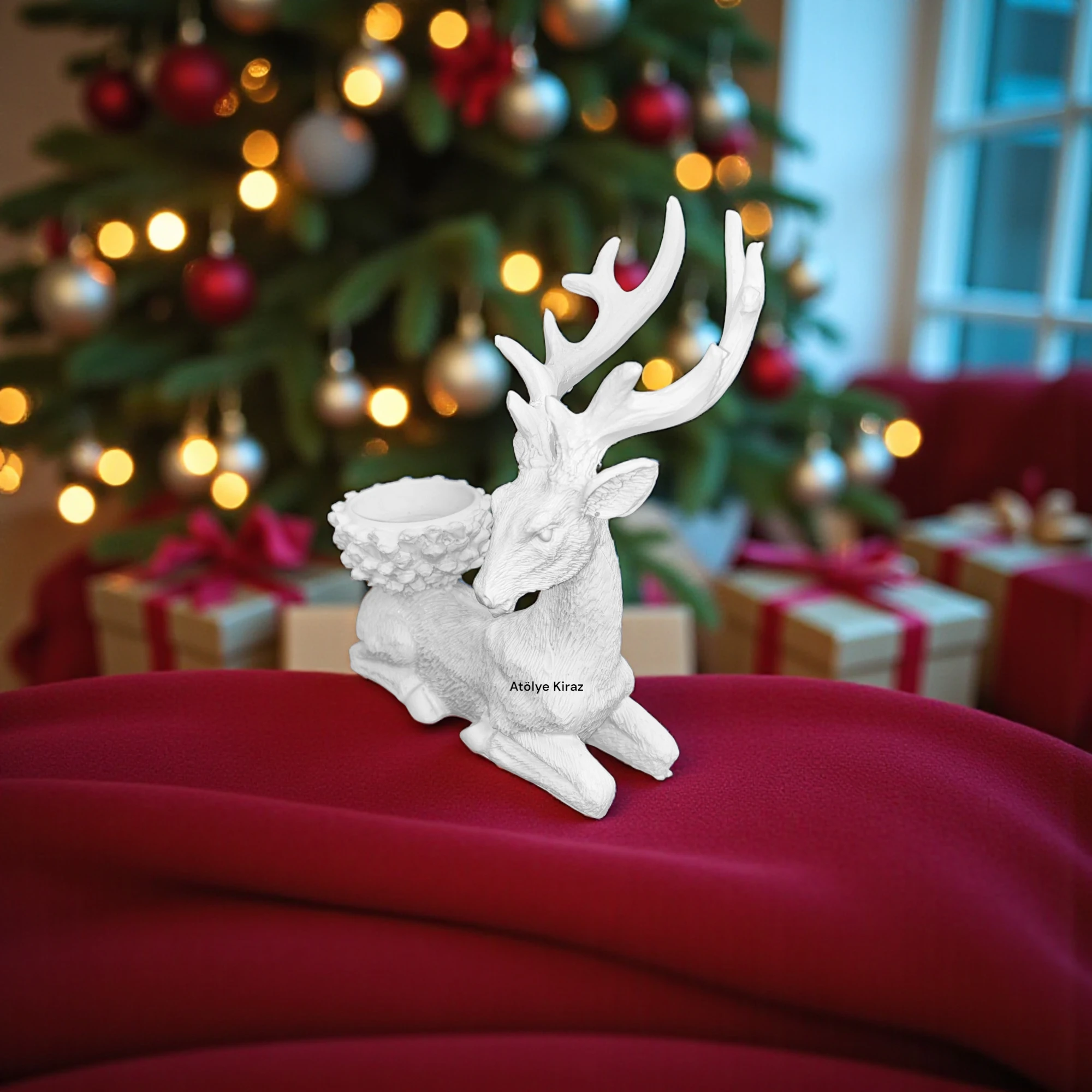Polyester Geyik Mumluk Seti : İkili Boyanabilir Yılbaşı Figür Dekor 9 Polyester Geyik Mumluk Seti : İkili Boyanabilir Yılbaşı Figür Dekor