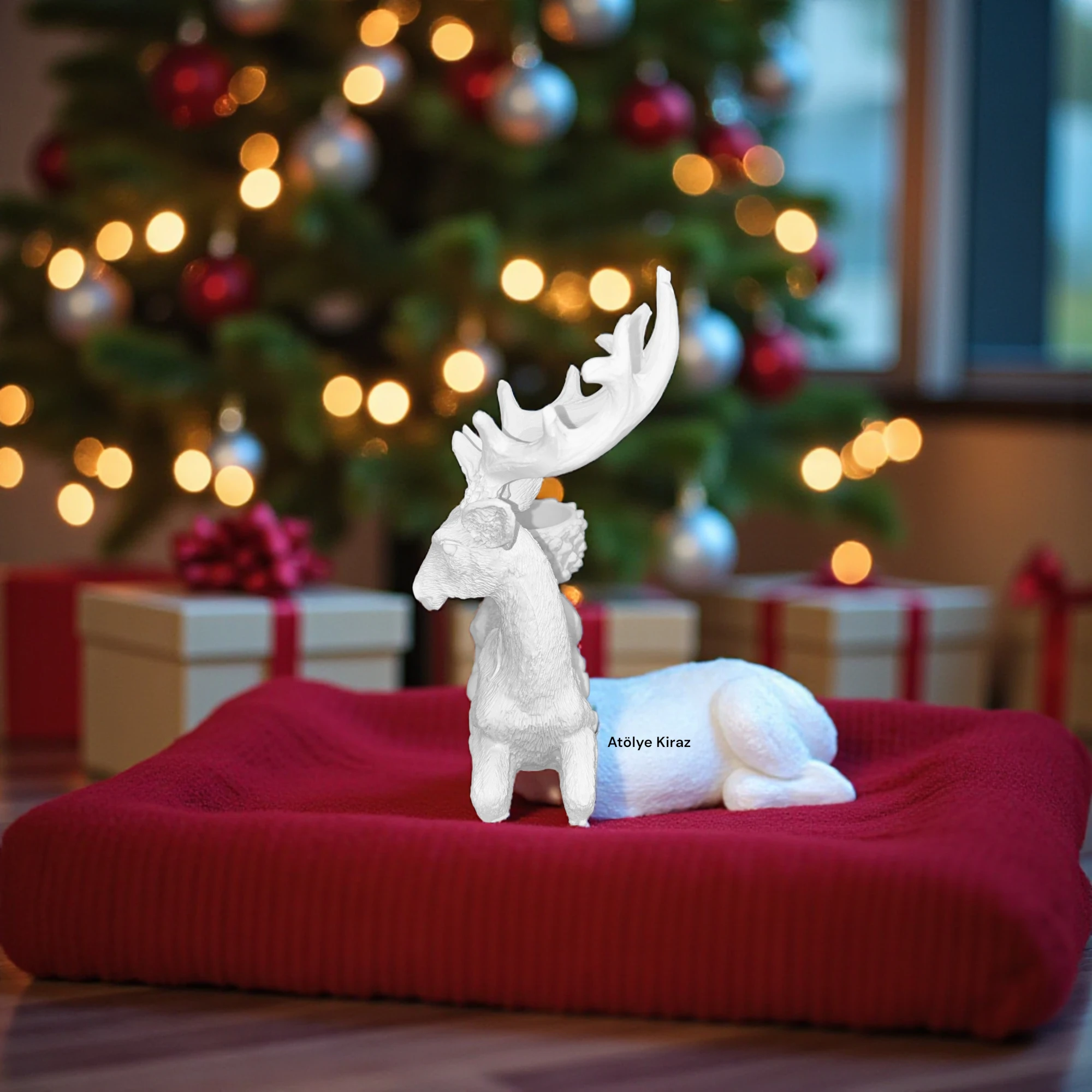 Polyester Geyik Mumluk Seti : İkili Boyanabilir Yılbaşı Figür Dekor 8 Polyester Geyik Mumluk Seti : İkili Boyanabilir Yılbaşı Figür Dekor