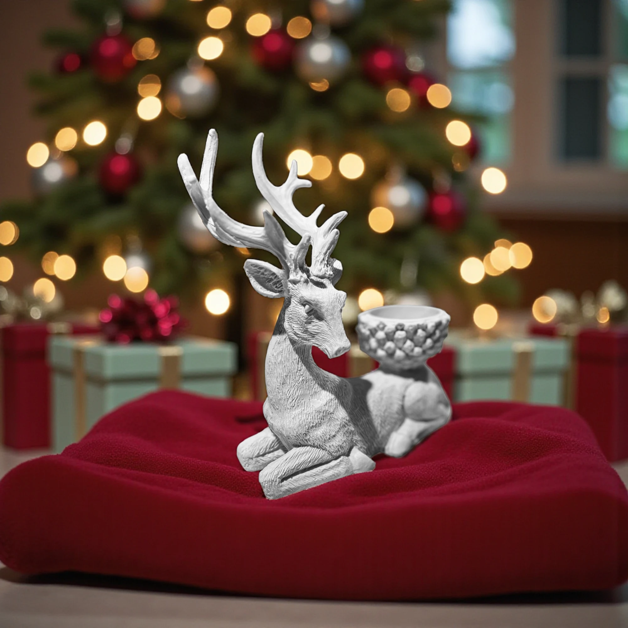Polyester Geyik Mumluk Seti : İkili Boyanabilir Yılbaşı Figür Dekor 3 Polyester Geyik Mumluk Seti : İkili Boyanabilir Yılbaşı Figür Dekor