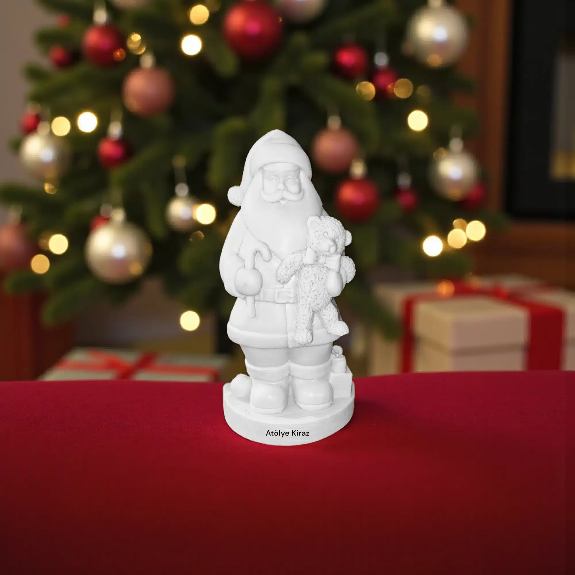 Ayıcık Taşıyan Noel Baba Heykeli : Boyanabilir Yılbaşı Figürü 1 Ayıcık Taşıyan Noel Baba Heykeli : Boyanabilir Yılbaşı Figürü