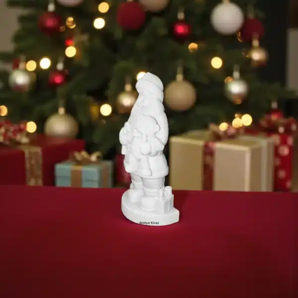 Ayıcık Taşıyan Noel Baba Heykeli : Boyanabilir Yılbaşı Figürü