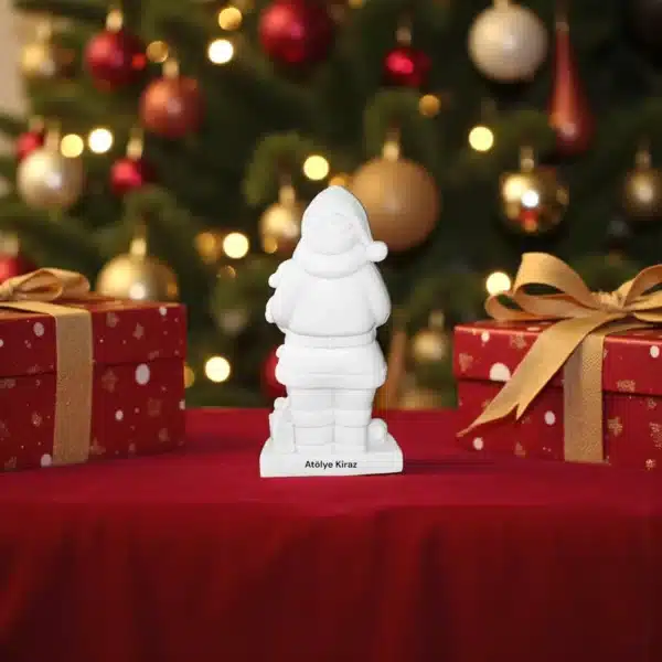 Ayıcık Taşıyan Noel Baba Heykeli : Boyanabilir Yılbaşı Figürü