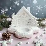 Yılbaşı Evi Figürlü Mumluk : Dekoratif Çam Ağaçlı Tealight Mumluk