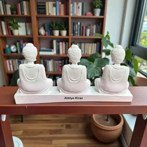 Üçlü Buda Figürlü Dekoratif Mumluk: Zen Ve Meditasyon Objesi