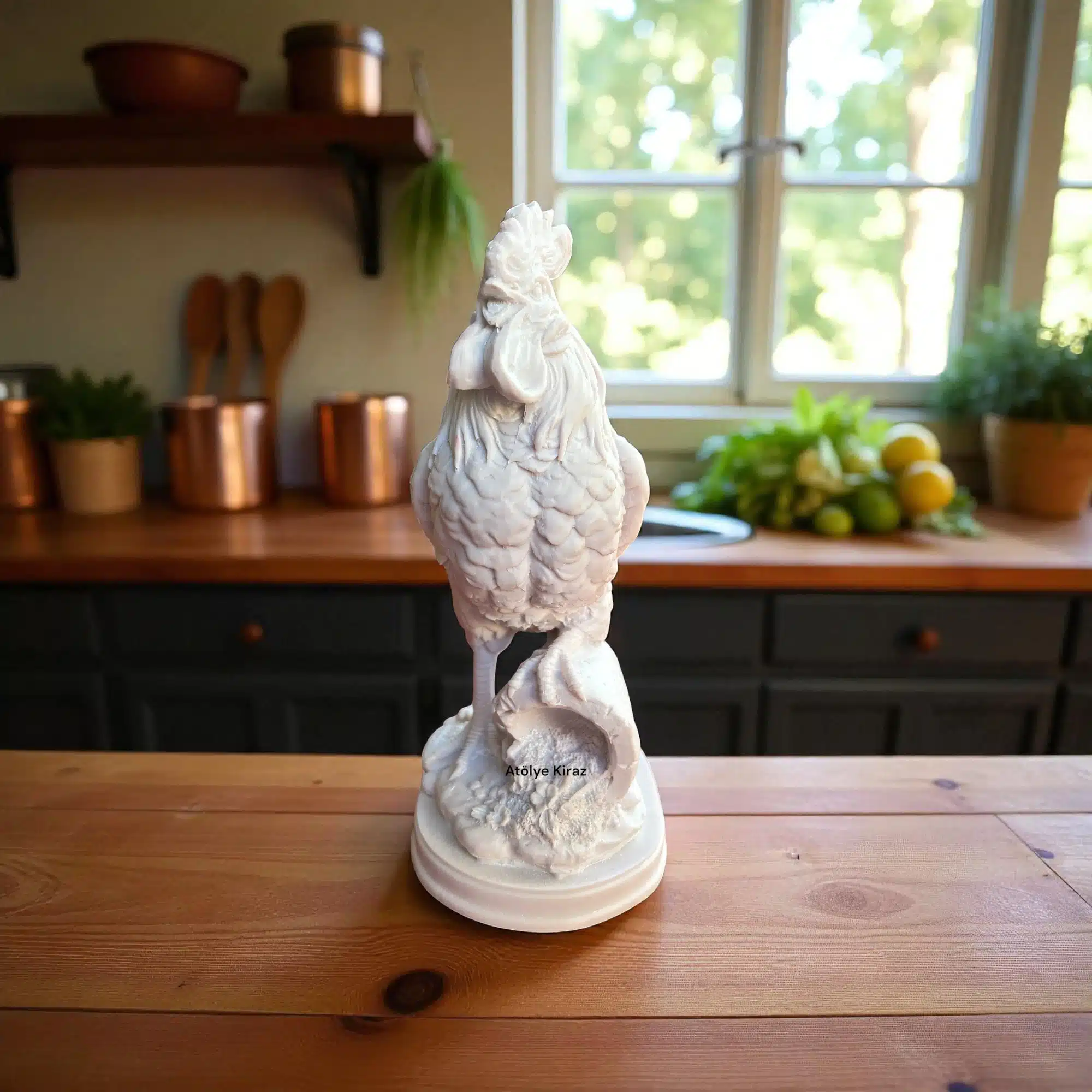 Dökülen Saksı Üzerinde Horoz Heykeli: Çiftlik Evi Temalı Boyanabilir Biblo 6 Ham Polyester Dökülen Saksı Üzerinde Horoz Heykeli : Çiftlik Evi Temalı Boyanabilir Biblo