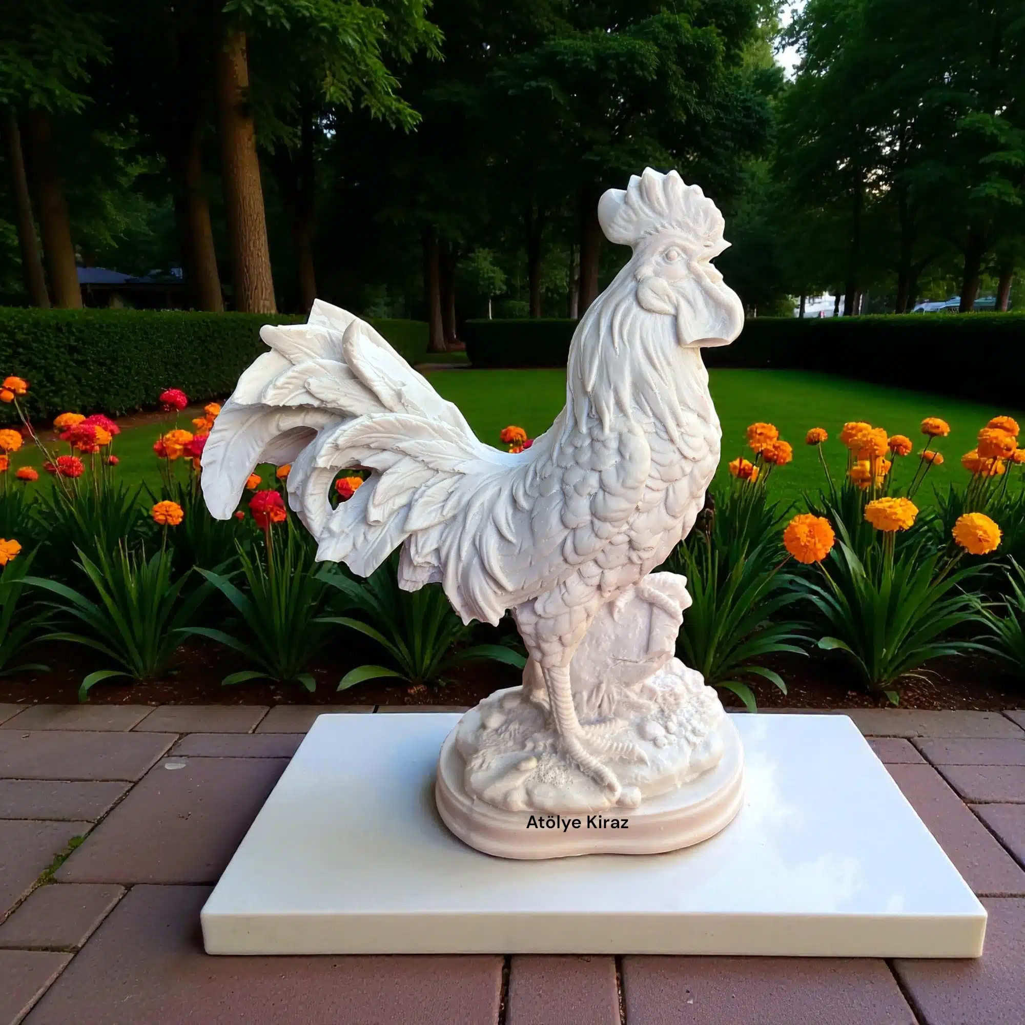 Dökülen Saksı Üzerinde Horoz Heykeli: Çiftlik Evi Temalı Boyanabilir Biblo 4 Ham Polyester Dökülen Saksı Üzerinde Horoz Heykeli : Çiftlik Evi Temalı Boyanabilir Biblo