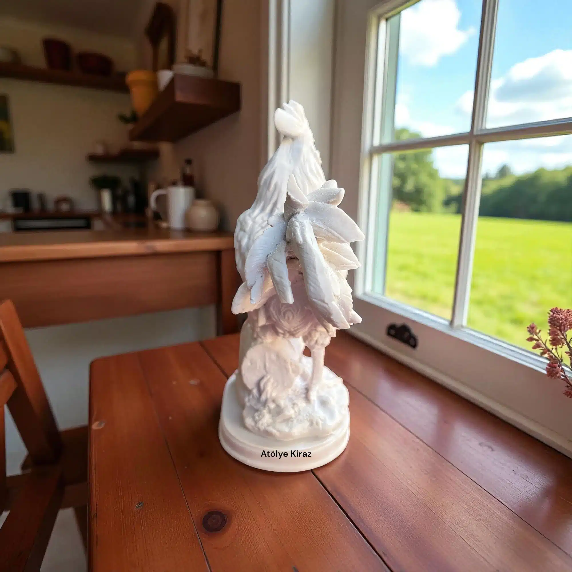 Dökülen Saksı Üzerinde Horoz Heykeli: Çiftlik Evi Temalı Boyanabilir Biblo 5 Ham Polyester Dökülen Saksı Üzerinde Horoz Heykeli : Çiftlik Evi Temalı Boyanabilir Biblo