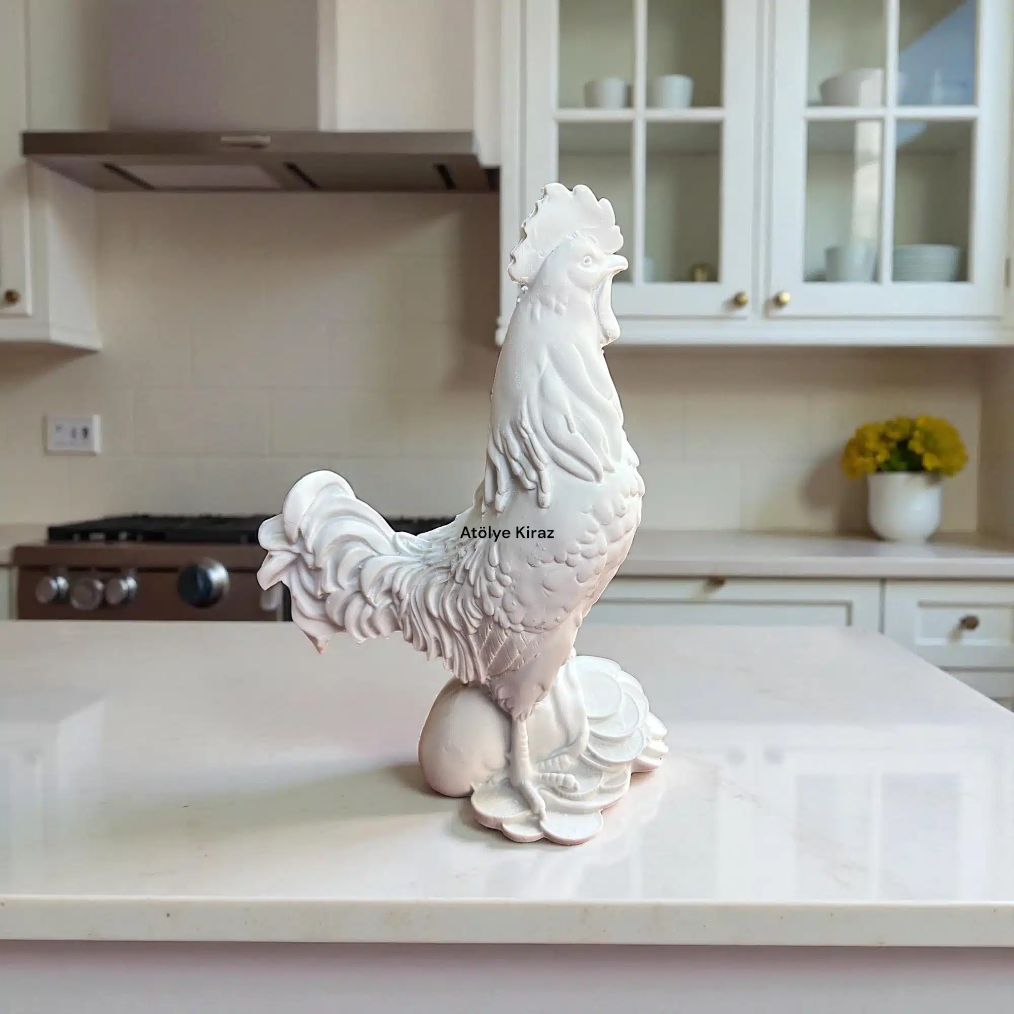 Ham Polyester Para Horozu Heykeli : Çiftlik Evi Temalı Boyanabilir Biblo