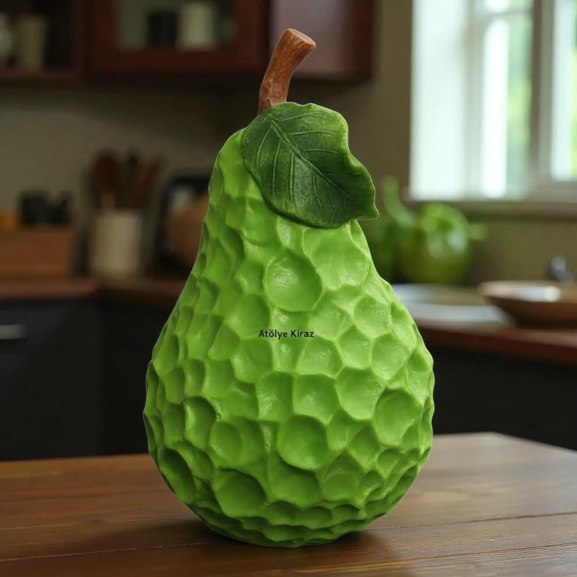 Petek Desenli Armut Figürü : Estetik Mutfak ve Ev Dekoru 2 Petek Desenli Yeşil Armut Figürü : Estetik Mutfak ve Ev Dekoru