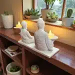Ham Polyester Buda Mumluk Seti : İkili Yoga ve Meditasyon Figürü