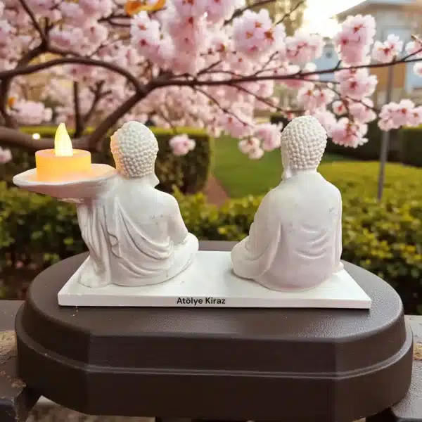 Ham Polyester Buda Mumluk Seti : İkili Yoga Ve Meditasyon Figürü