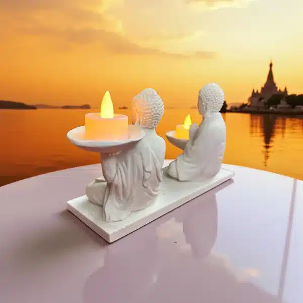 Ham Polyester Buda Mumluk Seti : İkili Yoga Ve Meditasyon Figürü