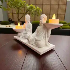 Buda Mumluk Seti: İkili Yoga ve Meditasyon Objesi 10 Ham Polyester Buda Mumluk Seti : İkili Yoga Ve Meditasyon Figürü