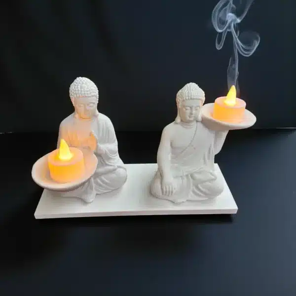 Ham Polyester Buda Mumluk Seti : İkili Yoga Ve Meditasyon Figürü