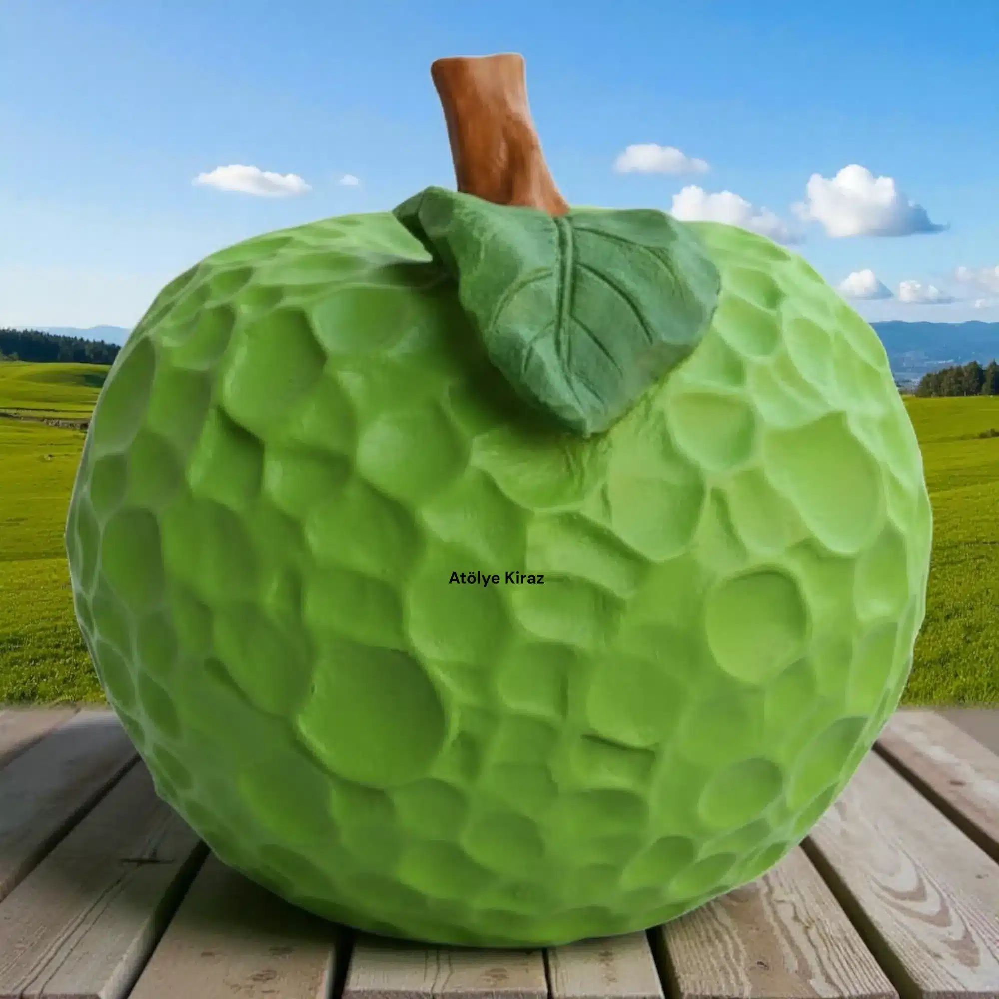 Polyester Petek Desenli Elma : Ev Dekoru Dekoratif Obje 2 Petek Desenli Yeşil Elma