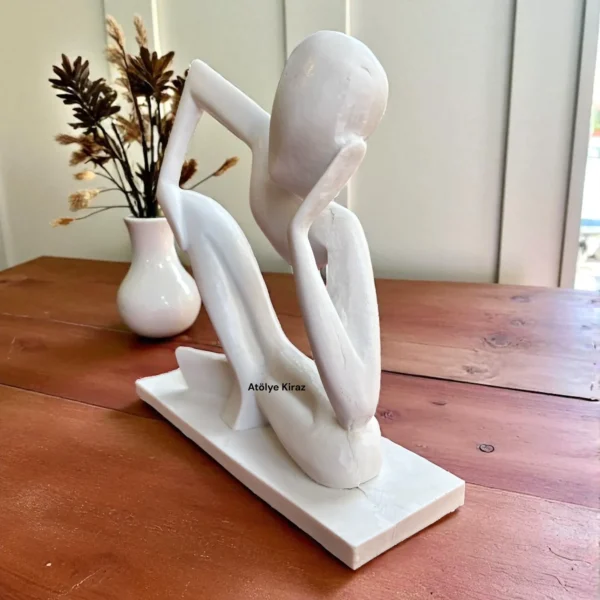 Ham Polyester Düşünen Adam Heykeli : Soyut İnsan Figürü - (6x20,5x20 cm) - Görsel 4