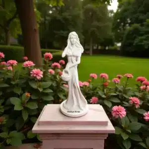 Ham Polyester Sepetli Kadın Heykeli : Zarif Boyanabilir Dekoratif Figür