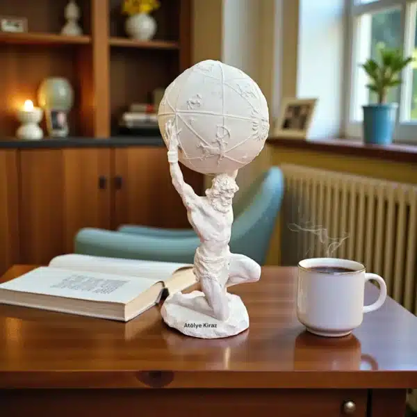 Boyanabilir Atlas Heykeli (Dünyayı Taşıyan Adam) - Ham Polyester Mitolojik Figür