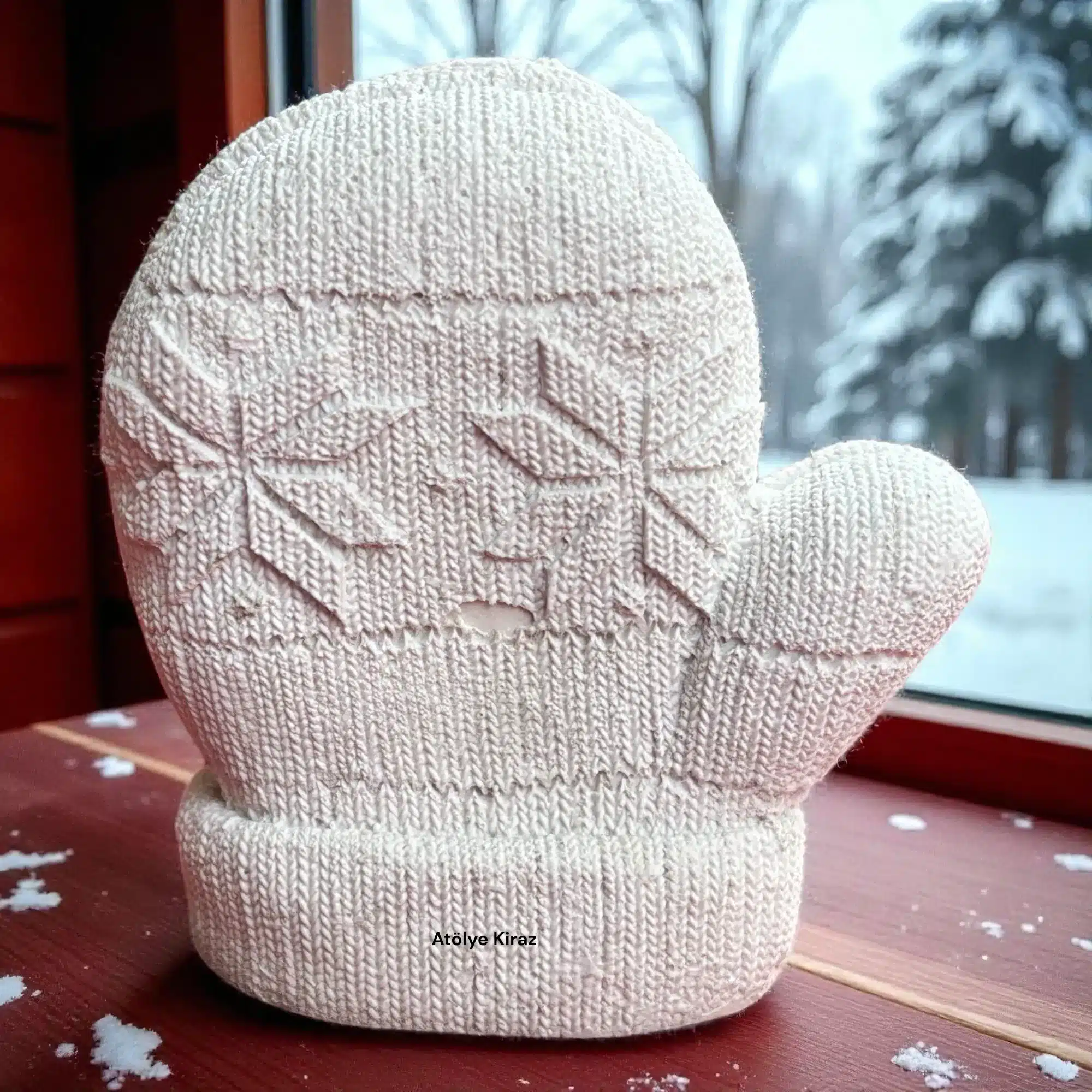 Ham Polyester Örgü Eldiven Figürü : Boyanabilir Kış Dekoratif Objesi - (4x9x9,5 cm) 5 Ham Polyester Örgü Eldiven Figürü : Boyanabilir Kış Dekoratif Objesi